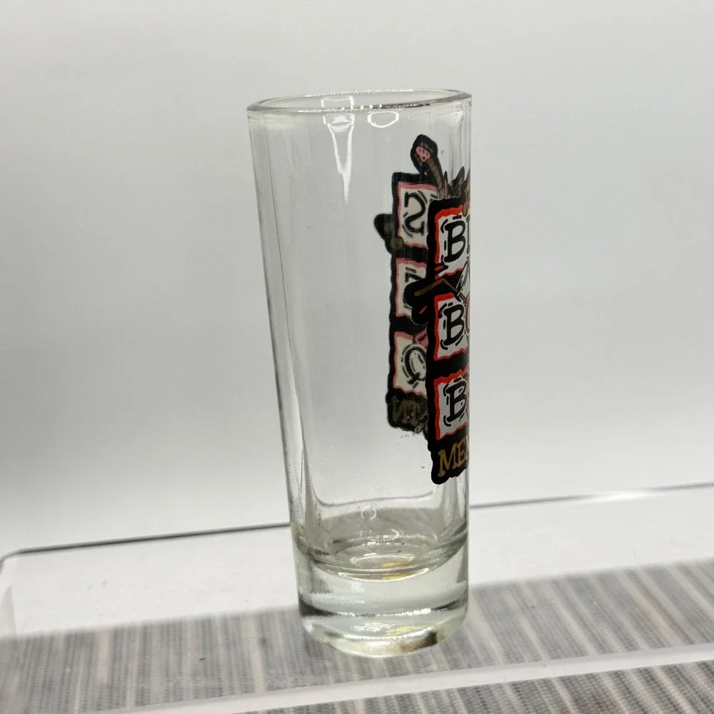 Blues Booze BBQ Memphis TN Shot Glass Tall Shooter‎ Souvenir Clear Glass